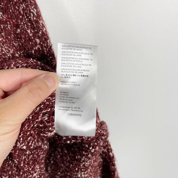 Anthropologie XS Bordeaux Red Flowy Maxi Tunic Sweater Turtleneck Sleeveless - Picture 12 of 15